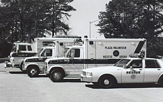 4 old Plaza Rescue Squad vehicles