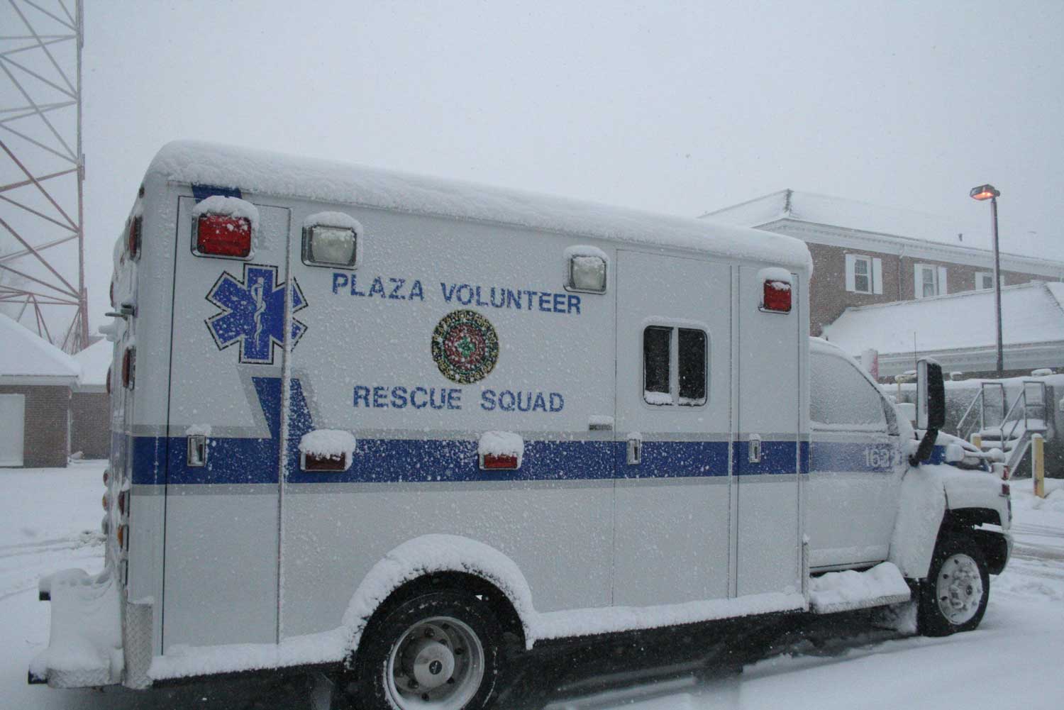 Plaza Ambulance in the snow